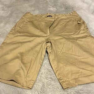 Ashley Stewart Womens khaki shorts -ruffle detail size 14